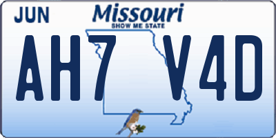 MO license plate AH7V4D