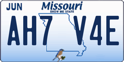 MO license plate AH7V4E
