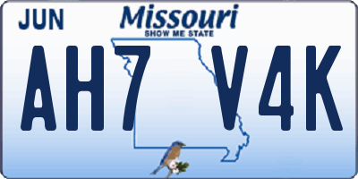 MO license plate AH7V4K