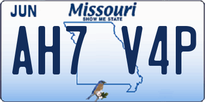 MO license plate AH7V4P