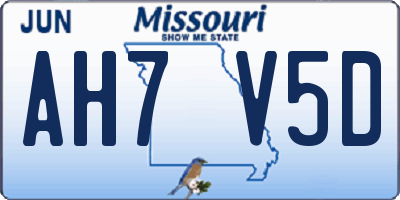 MO license plate AH7V5D