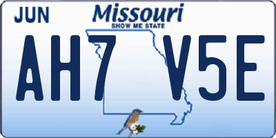 MO license plate AH7V5E