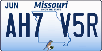 MO license plate AH7V5R