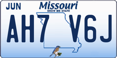 MO license plate AH7V6J