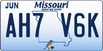MO license plate AH7V6K