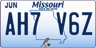 MO license plate AH7V6Z