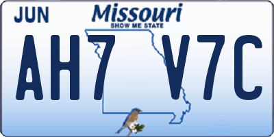 MO license plate AH7V7C
