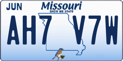MO license plate AH7V7W