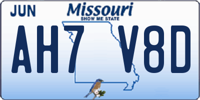 MO license plate AH7V8D