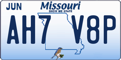 MO license plate AH7V8P