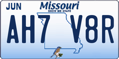 MO license plate AH7V8R