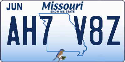 MO license plate AH7V8Z
