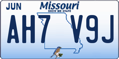 MO license plate AH7V9J