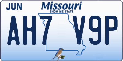 MO license plate AH7V9P