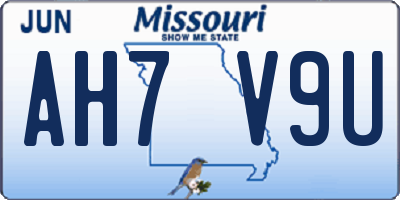 MO license plate AH7V9U