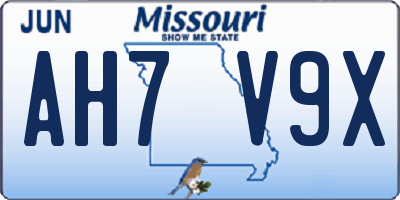 MO license plate AH7V9X