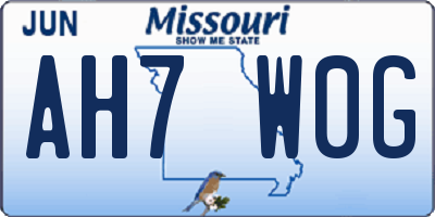 MO license plate AH7W0G