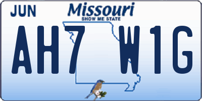 MO license plate AH7W1G