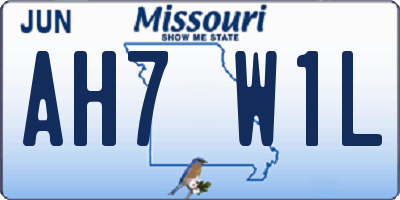 MO license plate AH7W1L