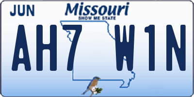 MO license plate AH7W1N