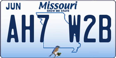MO license plate AH7W2B