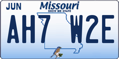 MO license plate AH7W2E