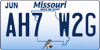 MO license plate AH7W2G