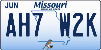 MO license plate AH7W2K