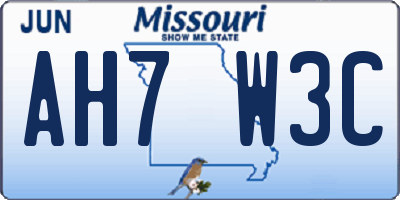 MO license plate AH7W3C