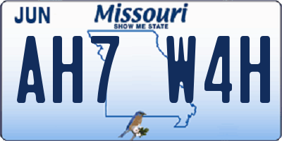 MO license plate AH7W4H