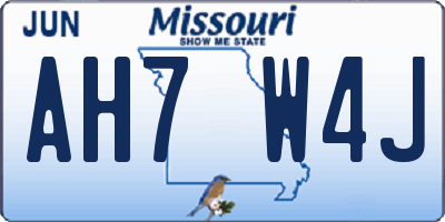 MO license plate AH7W4J