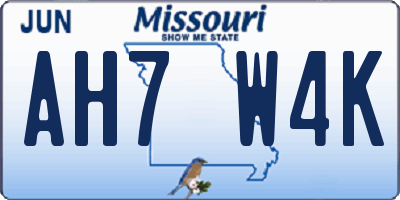 MO license plate AH7W4K
