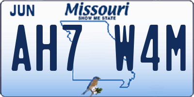 MO license plate AH7W4M
