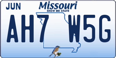 MO license plate AH7W5G