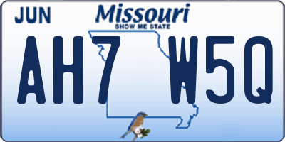 MO license plate AH7W5Q
