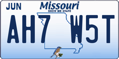 MO license plate AH7W5T