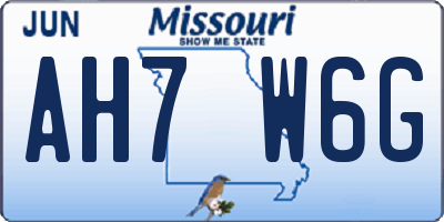 MO license plate AH7W6G