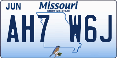 MO license plate AH7W6J