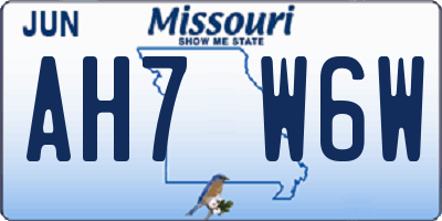MO license plate AH7W6W