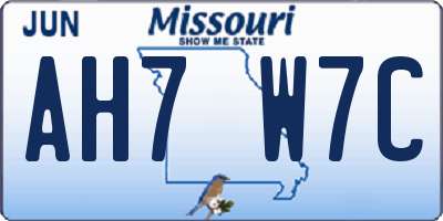 MO license plate AH7W7C
