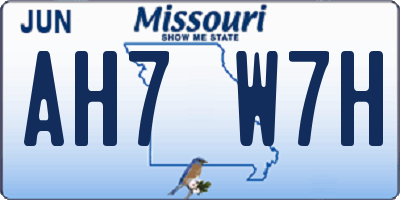 MO license plate AH7W7H