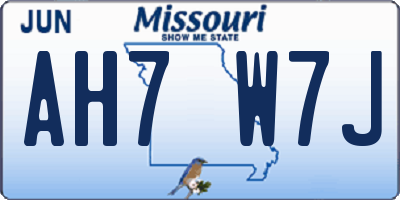 MO license plate AH7W7J