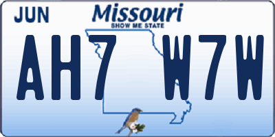 MO license plate AH7W7W