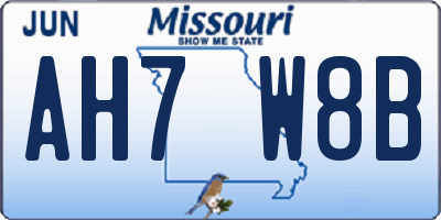 MO license plate AH7W8B