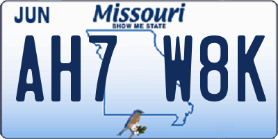 MO license plate AH7W8K
