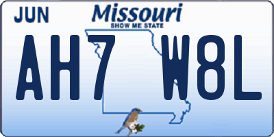 MO license plate AH7W8L