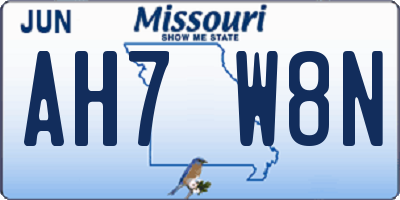 MO license plate AH7W8N