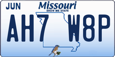MO license plate AH7W8P