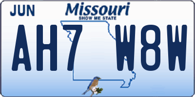 MO license plate AH7W8W