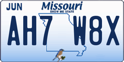 MO license plate AH7W8X